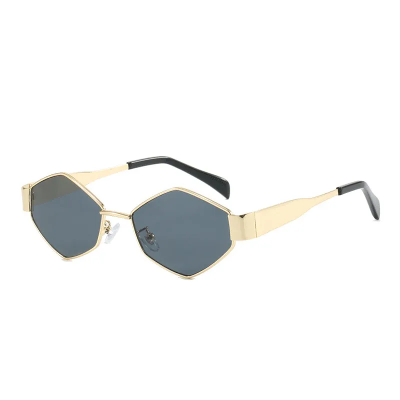 ig style hip hop solid color ac uv400 protection polygon full frame women s sunglasses 3.webp